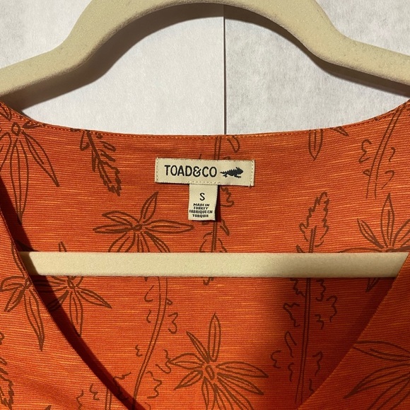 Toad & Co Tabitha Ruched line art organic cotton blend dress Size S - Picture 4 of 9